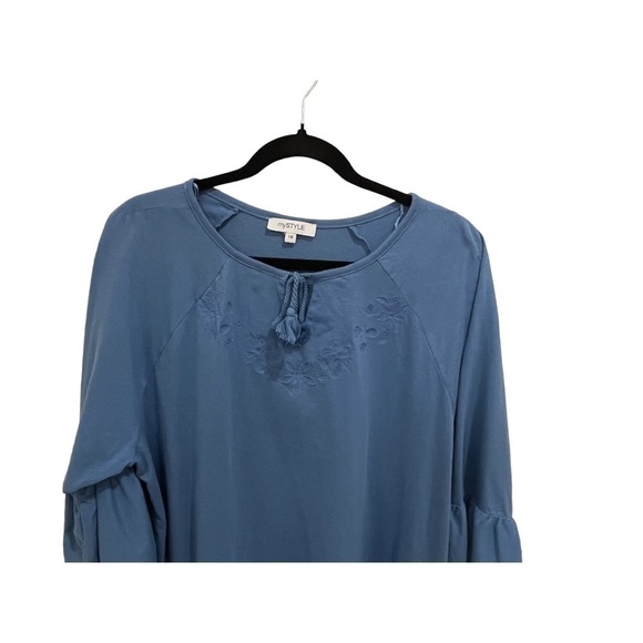 my Style Blue Bell Sleeve Plus Size Cotton Knit Top Size 1X - Picture 3 of 5